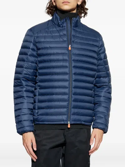 Save The Duck Zip-up Quilted Jacket In Blue