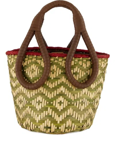 Johanna Ortiz Mini Understanding Of The Cosmos Woven Bucket Bag In Green