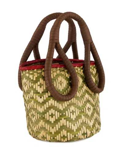 Johanna Ortiz Mini Understanding Of The Cosmos Woven Bucket Bag In Green