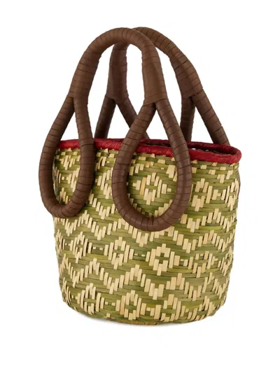 Johanna Ortiz Mini Understanding Of The Cosmos Woven Bucket Bag In Green