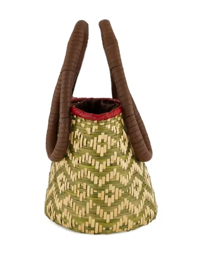 Johanna Ortiz Mini Understanding Of The Cosmos Woven Bucket Bag In Green