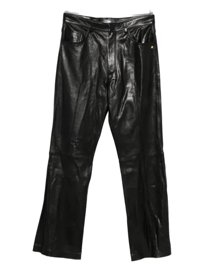 Amiri Leather Bootcut Trousers In Black