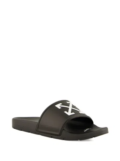 Off-white Arrow Open Toe Slip-on Slides In Black