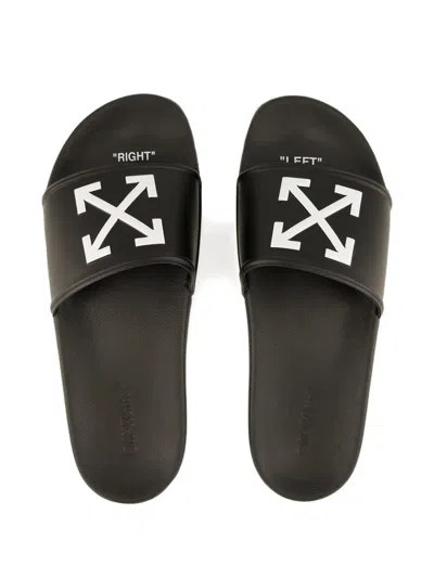 Off-white Arrow Open Toe Slip-on Slides In Black
