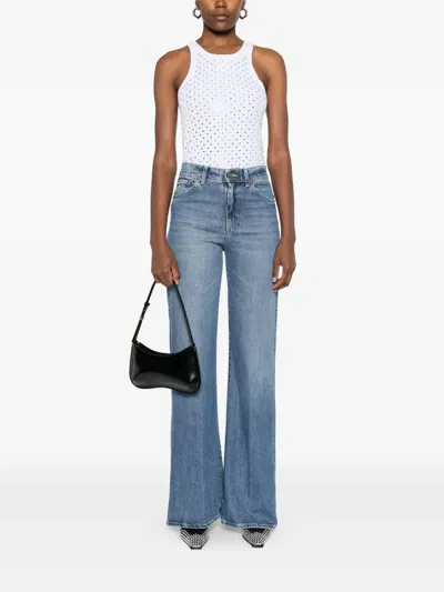 Pinko Tank Top With Rhinestones And Studs In White