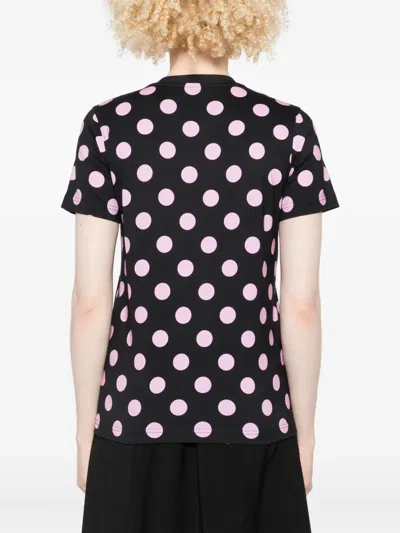Moschino Graphic Print Polka Dot Crew Neck Top In Black