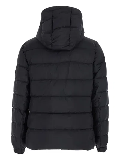Tatras Domiziano Black Down Jacket With Fixed Hood And Logo Patch On The Sleeve In Tech Fabric Man In Black