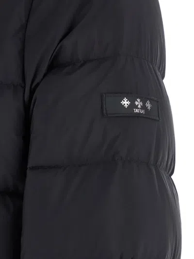 Tatras Domiziano Black Down Jacket With Fixed Hood And Logo Patch On The Sleeve In Tech Fabric Man In Black