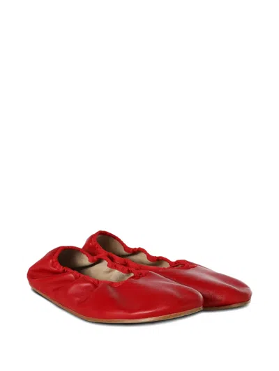 The Row Nappa Leather Round Ballet Flats In Red