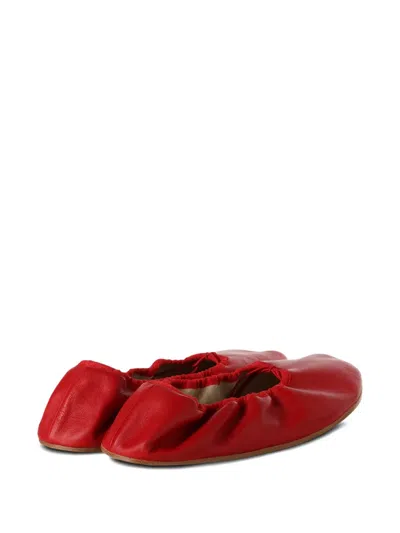 The Row Nappa Leather Round Ballet Flats In Red