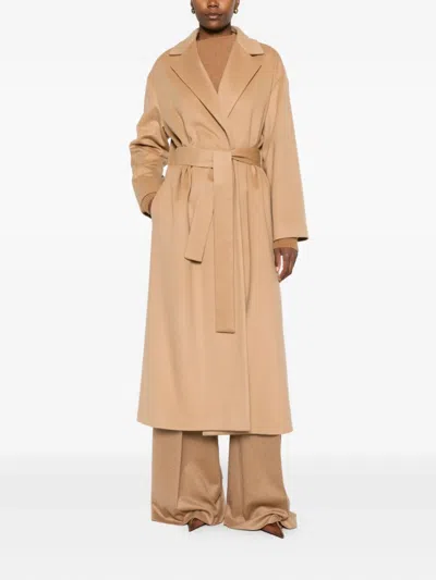 Dondup Belted Lapels Coat In Brown