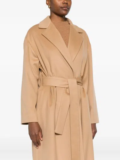 Dondup Belted Lapels Coat In Brown
