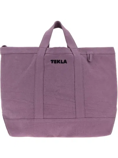 Tekla Lilac Canvas Shopping Bag In Purple