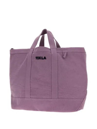 Tekla Lilac Canvas Shopping Bag In Purple