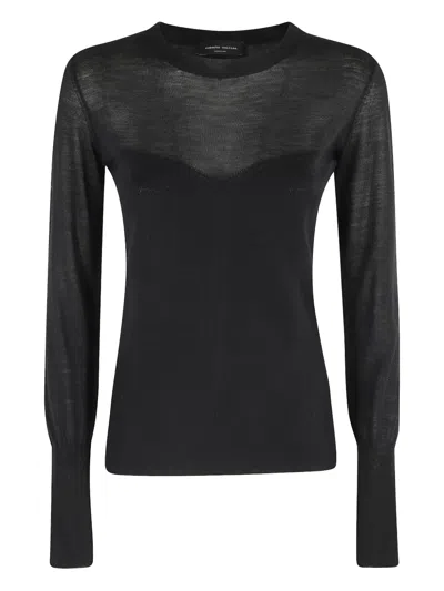 Roberto Collina Fitted Long Sleeve Bustier With Round Neckline In Black
