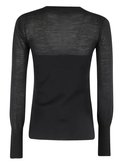 Roberto Collina Fitted Long Sleeve Bustier With Round Neckline In Black