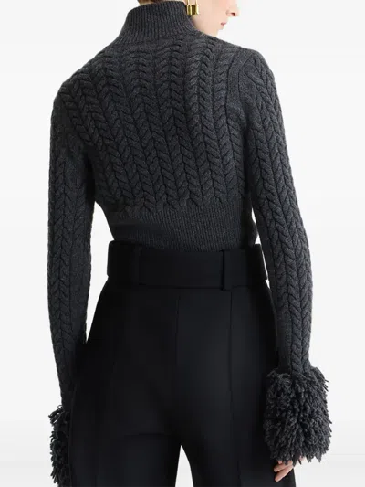 Patou Sweater With Fringes In Wool And Cashmere In Black