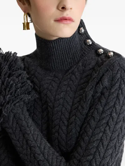 Patou Sweater With Fringes In Wool And Cashmere In Black