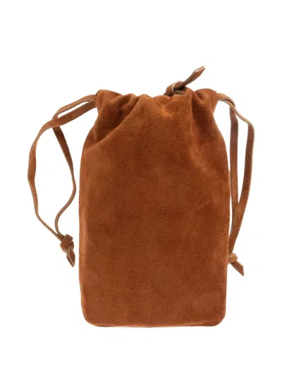 Marni Drawstring Suede-leather Cross Body Bag In Brown