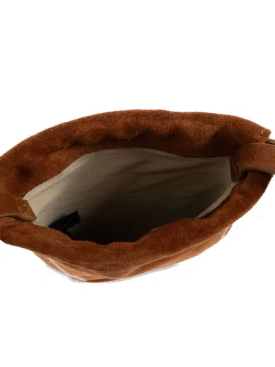 Marni Drawstring Suede-leather Cross Body Bag In Brown