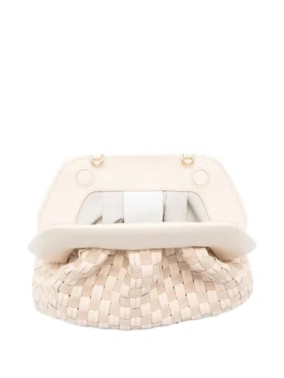 Themoirè Rectangular Suede Clutch Braided Strap In Neutral