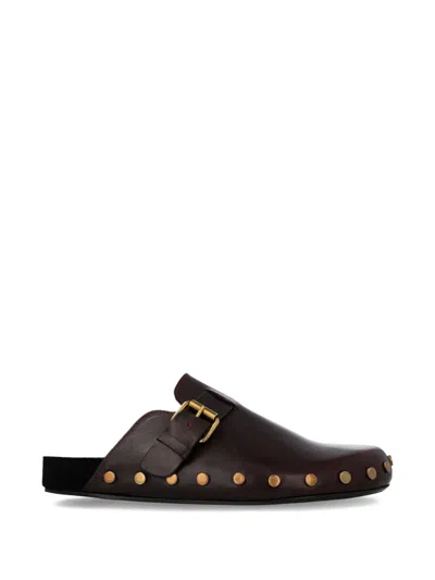 Isabel Marant Buckle-fastening Studded Slip-ons In Red