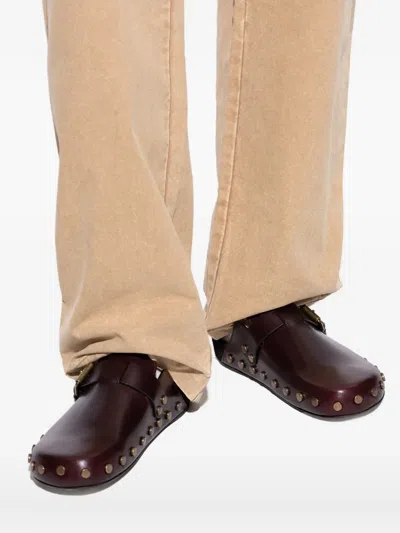 Isabel Marant Buckle-fastening Studded Slip-ons In Red