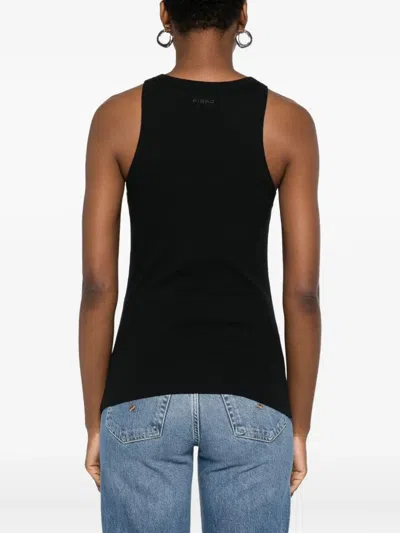 Pinko Fitted Sleeveless Top Featuring Stud Embellishments In Black