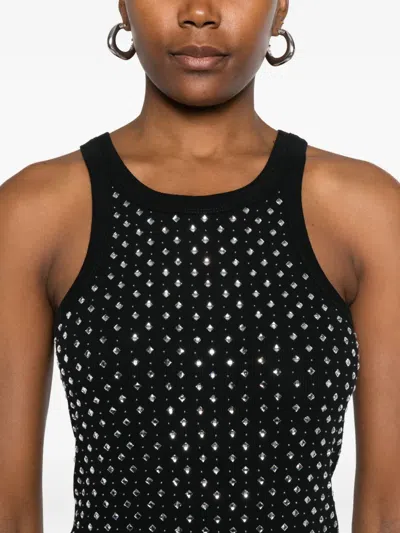 Pinko Fitted Sleeveless Top Featuring Stud Embellishments In Black