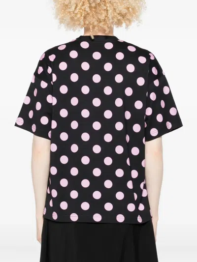 Moschino Graphic Polka Dot Crew Neck Top In Black