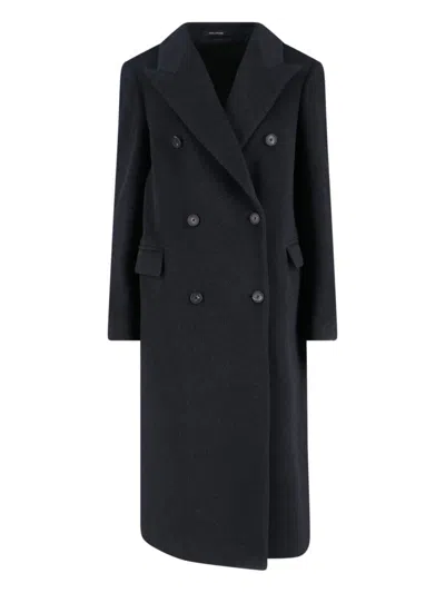 Tagliatore Structured Double-breasted Jacket With Flap Pockets In Black