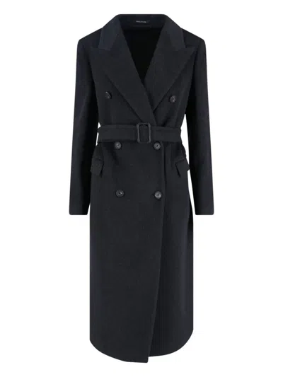 Tagliatore Structured Double-breasted Jacket With Flap Pockets In Black