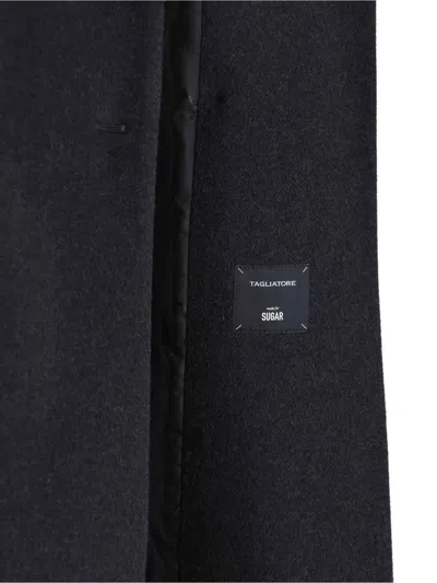 Tagliatore Structured Double-breasted Jacket With Flap Pockets In Black