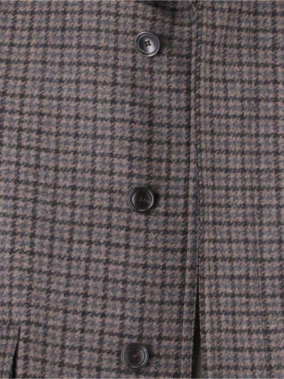 Tagliatore Houndstooth Pattern Jacket With Structured Collar And Flap Pockets In Brown