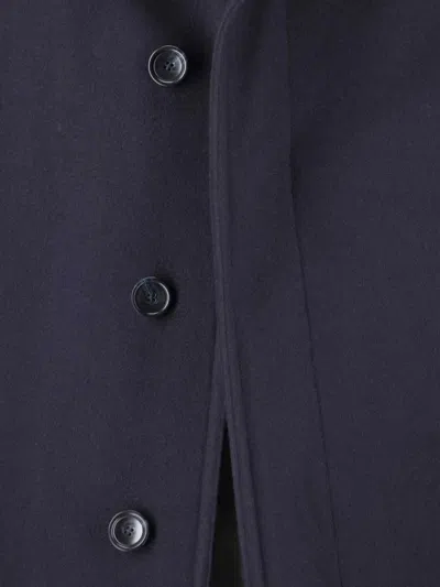 Tagliatore Blue Jacket With Classic Collar And Concealed Button Placket In Blue