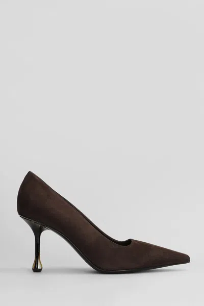 Jimmy Choo Ixia Pointed Toe Suede Pumps In Brown