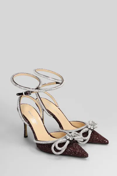Mach&mach Red Pumps With Glitter And Crystal Accents In Multi