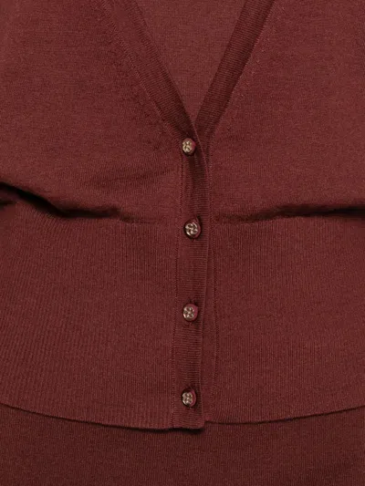 Dorothee Schumacher Virgin Merino-silk V-neck Cardigan In Brown