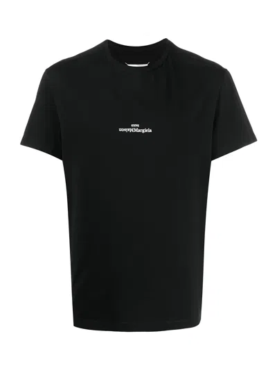 Maison Margiela Distorted Logo T-shirt In Black