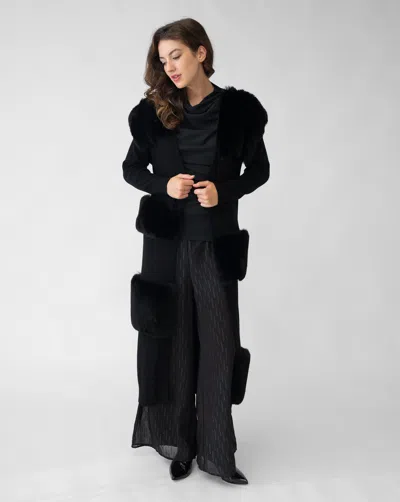 Adrienne Landau Jasper Wide Leg Trouser In Black