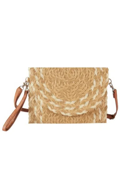 Fashnzfab Mixed Color Detail Straw Clutch & Crossbody Bag In Gray