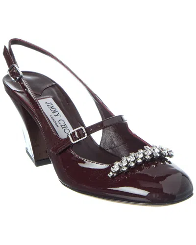 Jimmy Choo Belinda 70 Crystal-embellished Patent-leather Slingback Pumps In Red