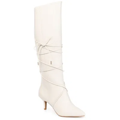Journee Collection Kaavia Wrapped Tie Tall Boot In White