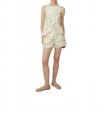 Project Adamo Rina Mid Waisted Shorts In Ivory In Multi