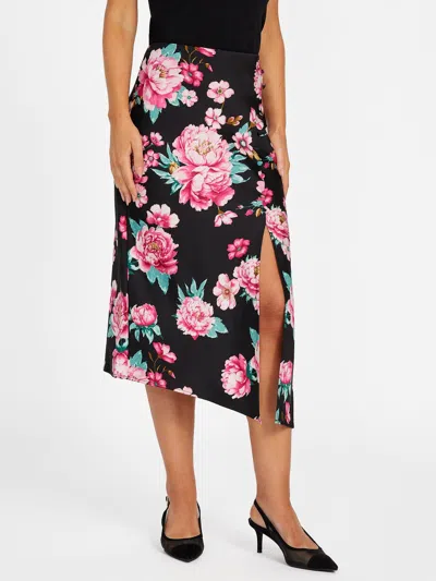 Guess Factory Aurora Floral Midi Skirt In Black