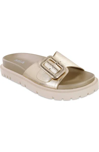 Mia Gya Waterproof Platform Slide Sandal In Gold