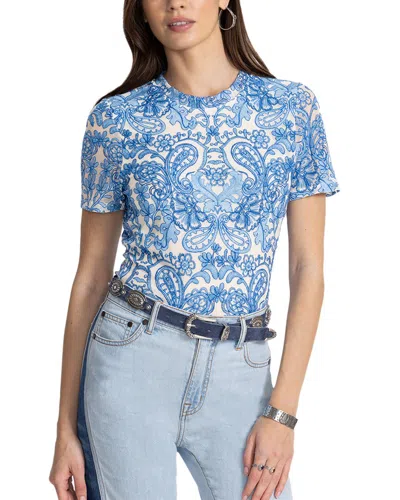 Johnny Was Eleanor Short Sleeve Mesh Tee In Jordi In Blue