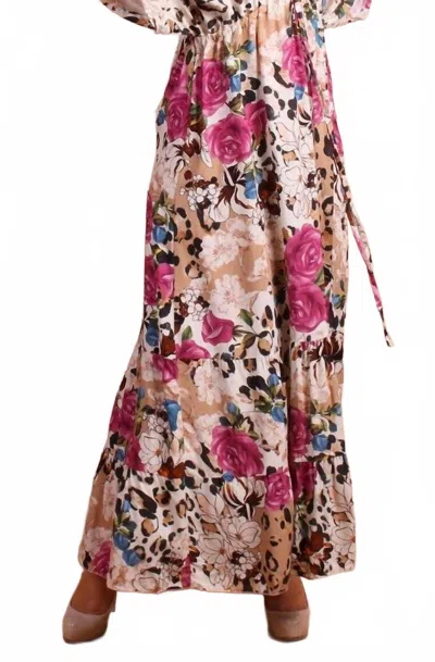 Gigi Moda Leopard Rose Maxi Dress In Cream In Multi