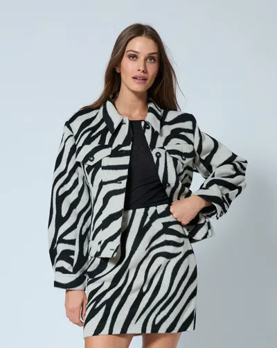 Adrienne Landau Zebra Trucker Jacket In Multi