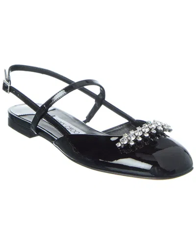 Jimmy Choo Belinda Embellished Patent Leather Flats In Black